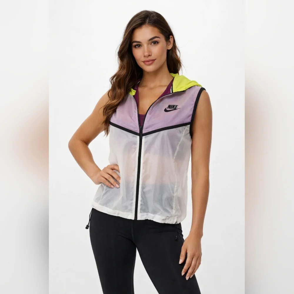 Nike Purple and Neon Green Sleeveless Vest Large